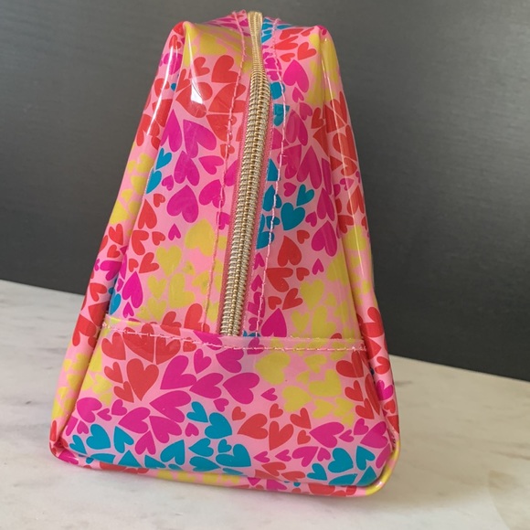 Juicy Couture Multi-Color Heart Print Soft PVC Wedge Cosmetic Bag - Picture 10 of 16